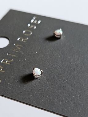 Sterling Silver White Opal Stud Earrings